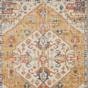 HomeRoots 5' Floral Medallion Area Rug in Yellow and Ivory - Elegant, Durable, and Comfortable for Any Space 8' x 10' 385567