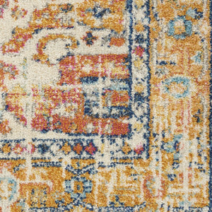 HomeRoots 5' Floral Medallion Area Rug in Yellow and Ivory - Elegant, Durable, and Comfortable for Any Space 8' x 10' 385567