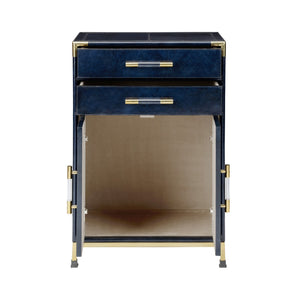 Chelsea House Atticus Midnight Blue Leather Cabinet With Satin Brass Accents, Compact Storage Chest For Bedroom 385569