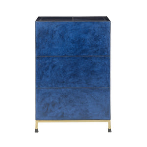Chelsea House Atticus Midnight Blue Leather Cabinet With Satin Brass Accents, Compact Storage Chest For Bedroom 385569