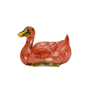 Chelsea House Duck Vibrant Orange Ceramic Accent Figurine - 5" H Glossy Modern Duck Sculpture For Shelves, Mantels, Tablescape Decor 385580