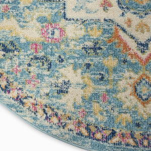 HomeRoots 5' Transform Your Space with This Elegant Ivory and Blue Distressed Oriental Area Rug for Any Room 5? 385582