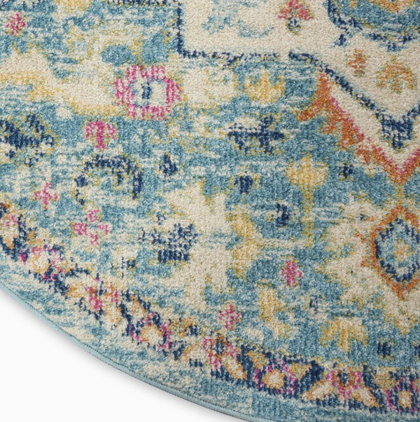 HomeRoots 5' Transform Your Space with This Elegant Ivory and Blue Distressed Oriental Area Rug for Any Room 5? 385582