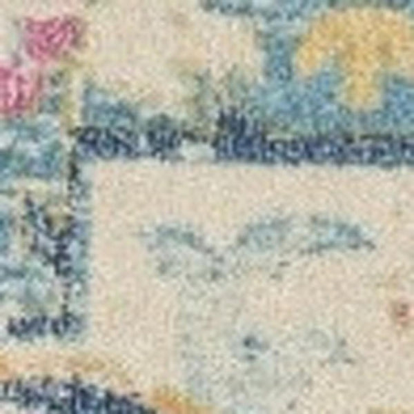 HomeRoots 5' Transform Your Space with This Elegant Ivory and Blue Distressed Oriental Area Rug for Any Room 8? 385584