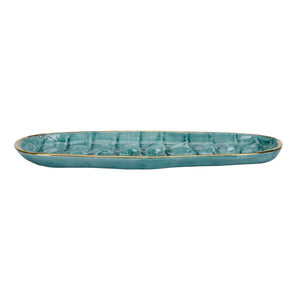 Chelsea House Crocodile Handcrafted Italian Tray With Turquoise Embossed Glaze And Gold Trim — Luxe Catchall Decor 385585