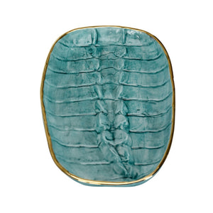 Chelsea House Crocodile Handcrafted Italian Tray With Turquoise Embossed Glaze And Gold Trim — Luxe Catchall Decor 385585