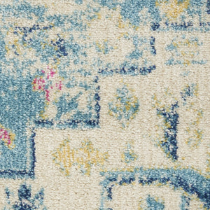 HomeRoots 5' Transform Your Space with This Elegant Ivory and Blue Distressed Oriental Area Rug for Any Room 8?x10? 385585
