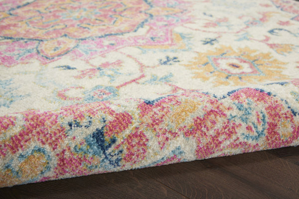 HomeRoots 5' Pink and Ivory Southwestern Distressed Area Rug – Soft, Durable, Vintage-Inspired Home Accent Piece 5? x 7? 385590