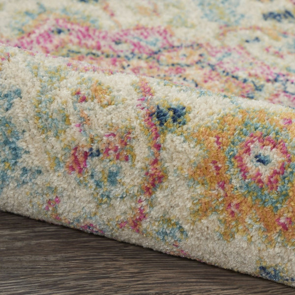 HomeRoots 5' Pink and Ivory Southwestern Distressed Area Rug – Soft, Durable, Vintage-Inspired Home Accent Piece 7? x 10? 385592