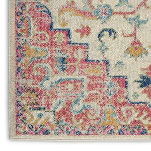HomeRoots 5' Pink and Ivory Southwestern Distressed Area Rug – Soft, Durable, Vintage-Inspired Home Accent Piece 7? x 10? 385592