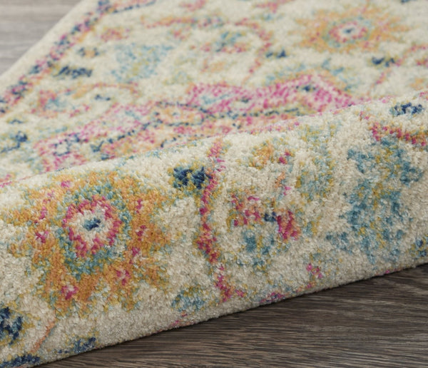 HomeRoots 5' Pink and Ivory Southwestern Distressed Area Rug – Soft, Durable, Vintage-Inspired Home Accent Piece 8? Round 385593
