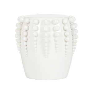 Chelsea House Sea Urchin Garden Seat By Jamie Merida - White Glazed Ceramic Stool, Beaded Coastal Accent Stool 385595