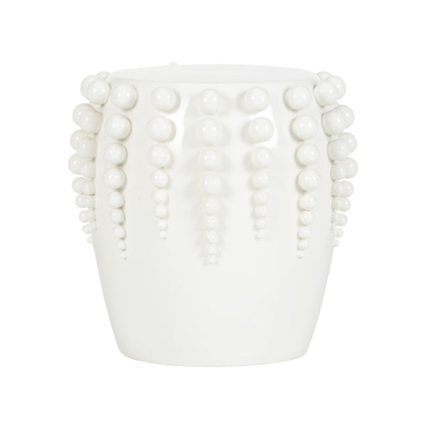 Chelsea House Sea Urchin Garden Seat By Jamie Merida - White Glazed Ceramic Stool, Beaded Coastal Accent Stool 385595