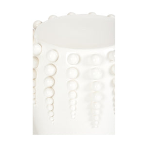 Chelsea House Sea Urchin Garden Seat By Jamie Merida - White Glazed Ceramic Stool, Beaded Coastal Accent Stool 385595
