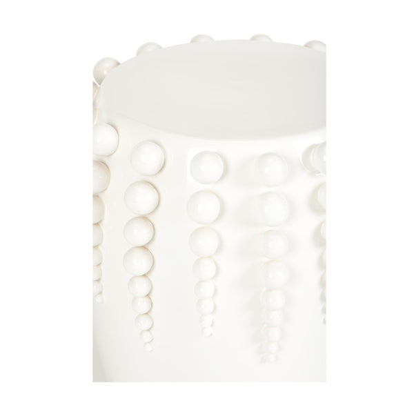Chelsea House Sea Urchin Garden Seat By Jamie Merida - White Glazed Ceramic Stool, Beaded Coastal Accent Stool 385595