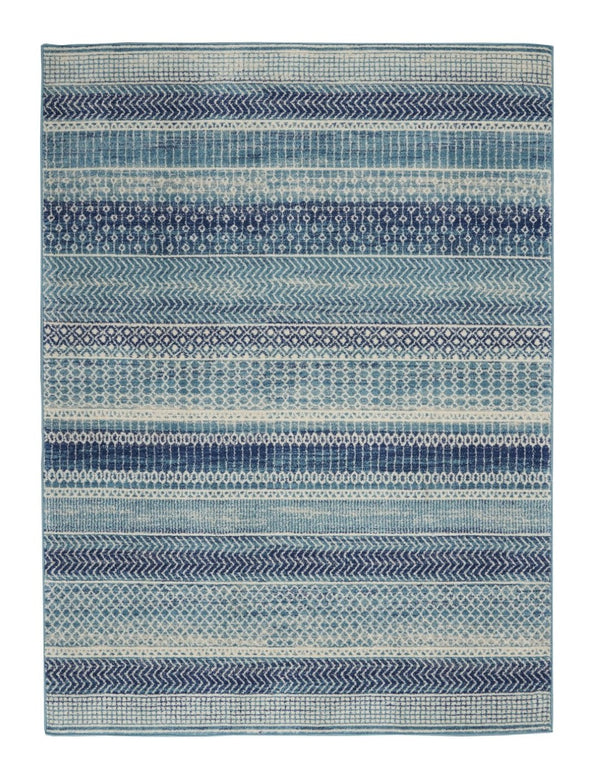 HomeRoots 5' Navy Blue and Ivory Southwestern Area Rug - Durable, Stylish Design for Living Spaces and More 5? x 7? 385598