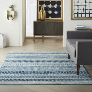 HomeRoots 5' Navy Blue and Ivory Southwestern Area Rug - Durable, Stylish Design for Living Spaces and More 5? x 7? 385598