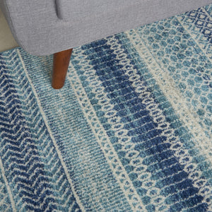 HomeRoots 5' Navy Blue and Ivory Southwestern Area Rug - Durable, Stylish Design for Living Spaces and More 5? x 7? 385598
