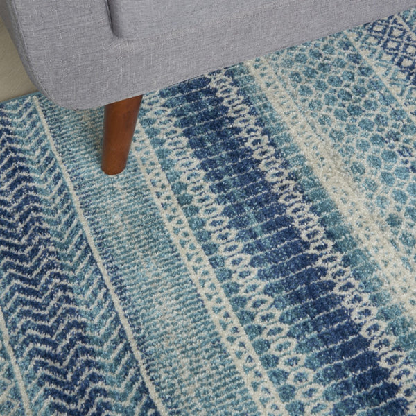 HomeRoots 5' Navy Blue and Ivory Southwestern Area Rug - Durable, Stylish Design for Living Spaces and More 5? x 7? 385598