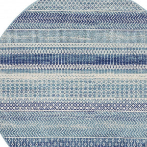 HomeRoots 5' Navy Blue and Ivory Southwestern Area Rug - Durable, Stylish Design for Living Spaces and More 5? Round 385599