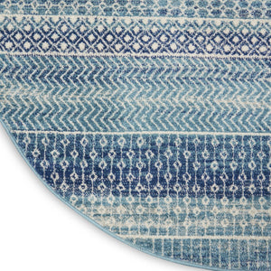 HomeRoots 5' Navy Blue and Ivory Southwestern Area Rug - Durable, Stylish Design for Living Spaces and More 5? Round 385599