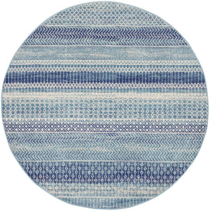 HomeRoots 5' Navy Blue and Ivory Southwestern Area Rug - Durable, Stylish Design for Living Spaces and More 5? Round 385599