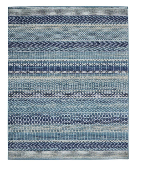 HomeRoots 5' Navy Blue and Ivory Southwestern Area Rug - Durable, Stylish Design for Living Spaces and More 7? x 10? 385600