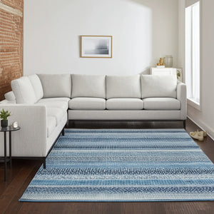 HomeRoots 5' Navy Blue and Ivory Southwestern Area Rug - Durable, Stylish Design for Living Spaces and More 7? x 10? 385600
