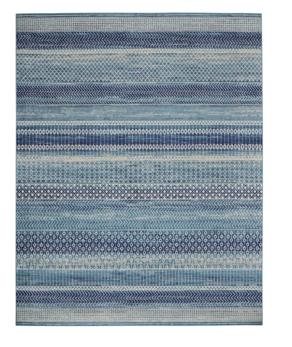 HomeRoots 5' Navy Blue and Ivory Southwestern Area Rug - Durable, Stylish Design for Living Spaces and More 8? x 10? 385601