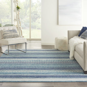 HomeRoots 5' Navy Blue and Ivory Southwestern Area Rug - Durable, Stylish Design for Living Spaces and More 8? x 10? 385601
