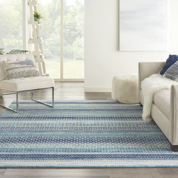 HomeRoots 5' Navy Blue and Ivory Southwestern Area Rug - Durable, Stylish Design for Living Spaces and More 8? x 10? 385601