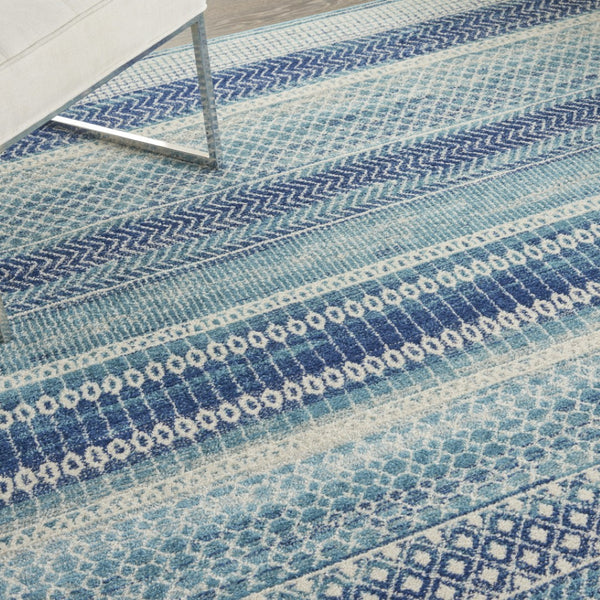 HomeRoots 5' Navy Blue and Ivory Southwestern Area Rug - Durable, Stylish Design for Living Spaces and More 8? x 10? 385601