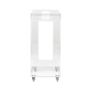 Chelsea House Bertie Clear Acrylic Bar Cart With Chrome Wheels — Compact Mobile Mini Bar For Modern Small Spaces 385602