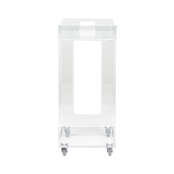 Chelsea House Bertie Clear Acrylic Bar Cart With Chrome Wheels — Compact Mobile Mini Bar For Modern Small Spaces 385602