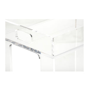 Chelsea House Bertie Clear Acrylic Bar Cart With Chrome Wheels — Compact Mobile Mini Bar For Modern Small Spaces 385602