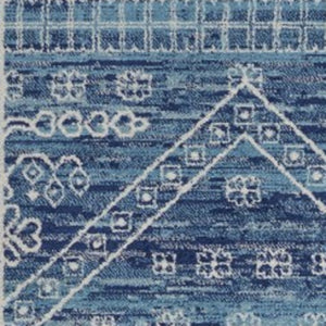 HomeRoots 5' Navy Blue and Ivory Tribal Area Rug - Stylish, Durable Floor Cover for Modern Living Spaces 7' x 10' 385606