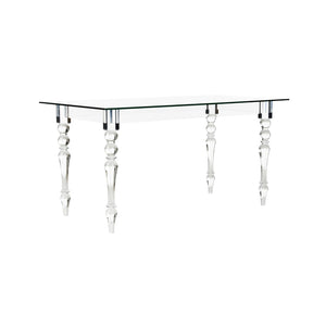 Chelsea House Violet Acrylic & Glass Neoclassical Table — 59" Desk Or Dining Table With Fluted Legs, Transparent Chic 385607