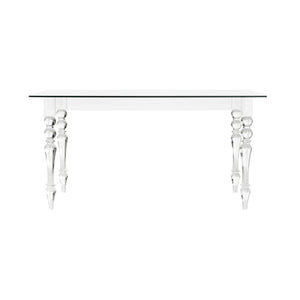 Chelsea House Violet Acrylic & Glass Neoclassical Table — 59" Desk Or Dining Table With Fluted Legs, Transparent Chic 385607