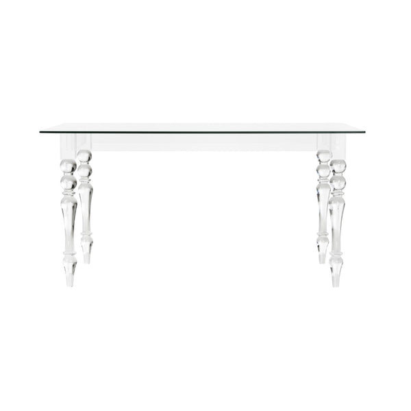 Chelsea House Violet Acrylic & Glass Neoclassical Table — 59" Desk Or Dining Table With Fluted Legs, Transparent Chic 385607