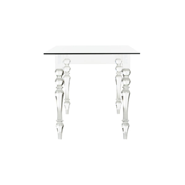 Chelsea House Violet Acrylic & Glass Neoclassical Table — 59" Desk Or Dining Table With Fluted Legs, Transparent Chic 385607