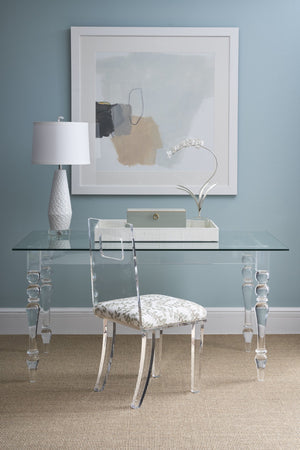 Chelsea House Violet Acrylic & Glass Neoclassical Table — 59" Desk Or Dining Table With Fluted Legs, Transparent Chic 385607