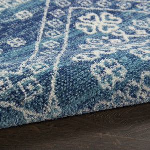 HomeRoots 5' Navy Blue and Ivory Tribal Area Rug - Stylish, Durable Floor Cover for Modern Living Spaces 8' x 10' 385607