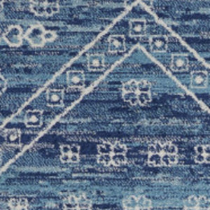 HomeRoots 5' Navy Blue and Ivory Tribal Area Rug - Stylish, Durable Floor Cover for Modern Living Spaces 8' x 10' 385607