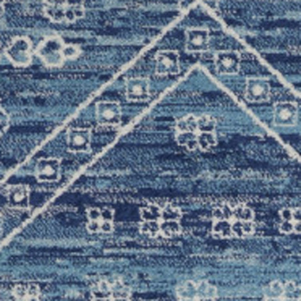 HomeRoots 5' Navy Blue and Ivory Tribal Area Rug - Stylish, Durable Floor Cover for Modern Living Spaces 8' x 10' 385607