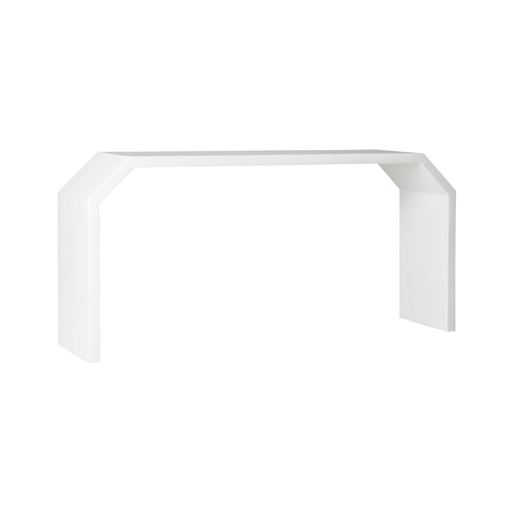 Chelsea House Rhea Modernist Console Table By Shayla Copas — 70" High-Gloss White Sculptural Entryway Focal Point 385618