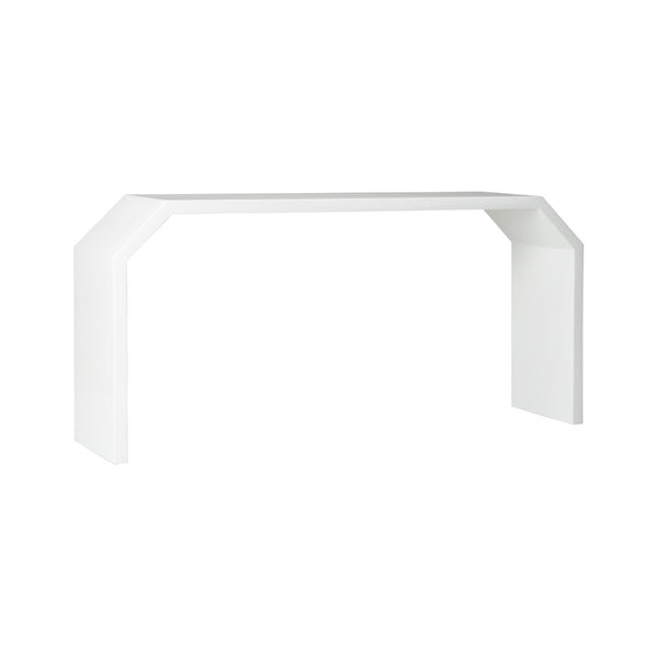 Chelsea House Rhea Modernist Console Table By Shayla Copas — 70" High-Gloss White Sculptural Entryway Focal Point 385618
