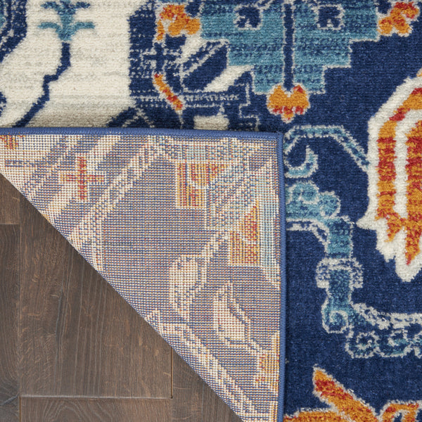 Homeroots 4' X 6' Blue And Ivory Floral Power Loom Area Rug  Polypropylene 385630