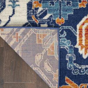 Homeroots 5' X 7' Blue And Ivory Floral Power Loom Area Rug  Polypropylene 385631