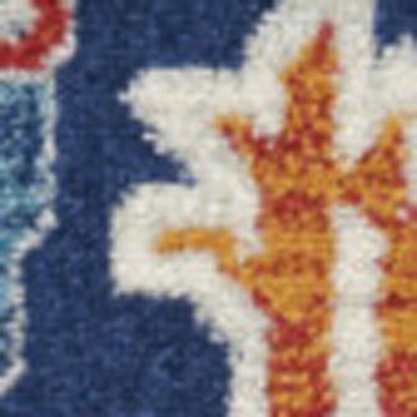 Homeroots 5' X 7' Blue And Ivory Floral Power Loom Area Rug  Polypropylene 385631