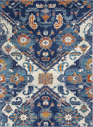 Homeroots 5' X 7' Blue And Ivory Floral Power Loom Area Rug  Polypropylene 385631